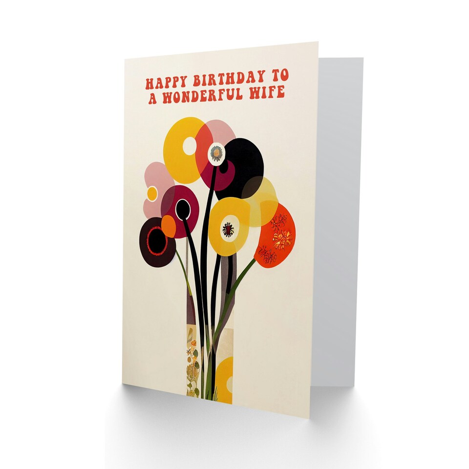 image 1 of Cheerful Spring Flower Blooms Flowers Bright Wife Birthday Card