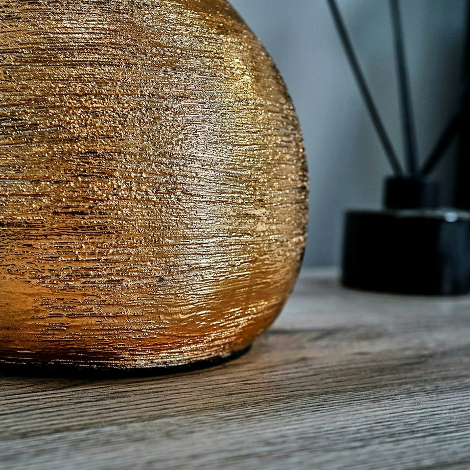 image 1 of ValueLights Modern Metallic Copper Effect Ceramic Table Lamp With Cream Shade