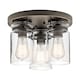 image 1 of Brinley 3 Light Flush Mount Ceiling Light Brushed Nickel, E27