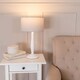 image 2 of ValueLights Victoria White Wood Table Lamp Grey Shade and Bulb
