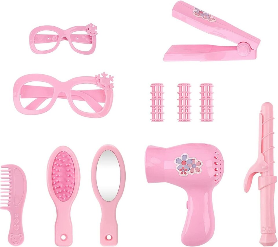 image 1 of Baby Doll Dress-Up Set with Clothes and Hair Accessories – 36cm Soft Body Doll