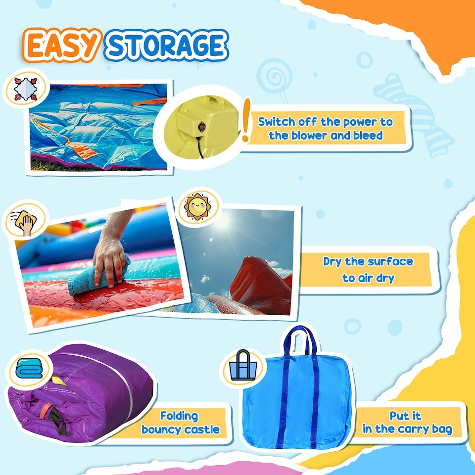 image 1 of Outsunny Bouncy Castle with Slide Pool House Inflatable w/ Blower Multi-color