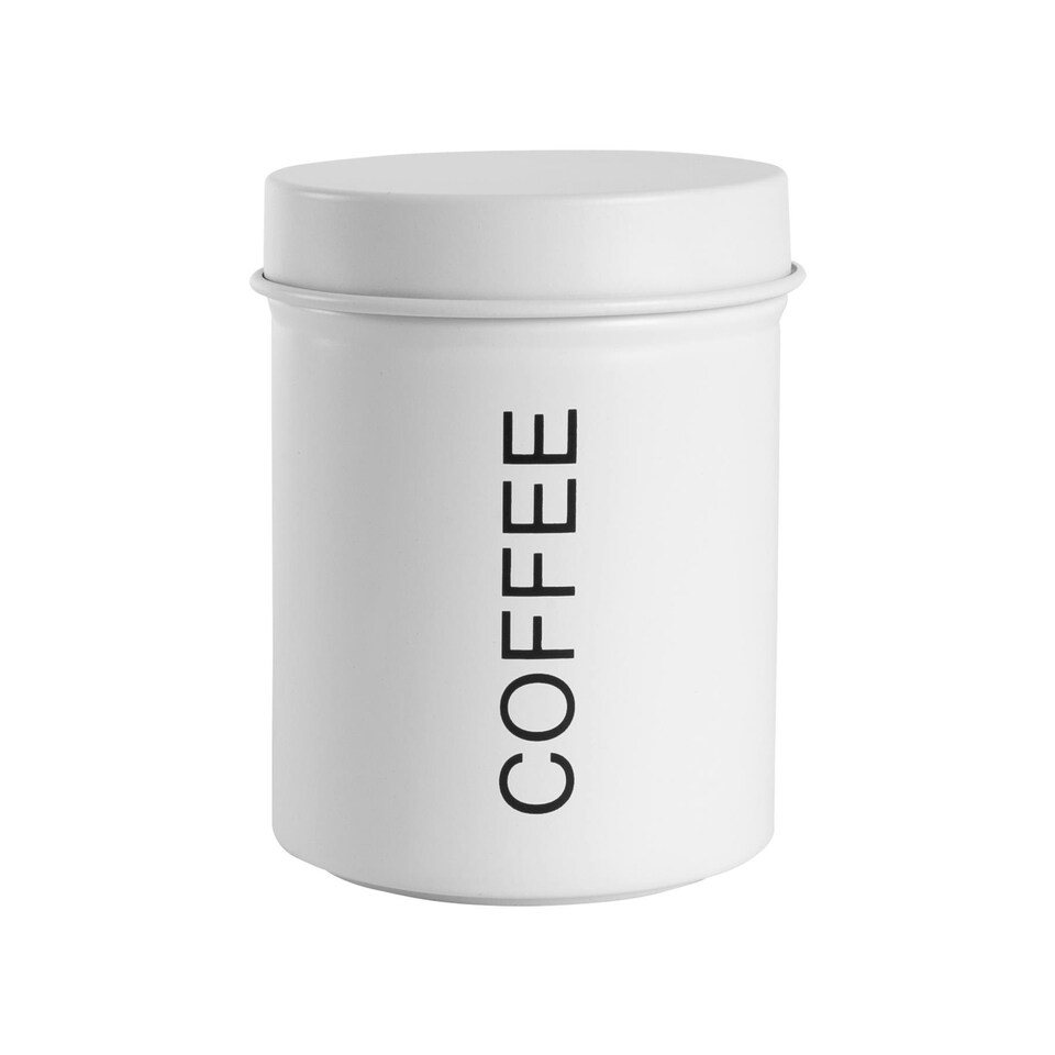 image 1 of Harbour Housewares Matt White Round Metal Kitchen Coffee Canister Kitchen Caddy Kitchen Storage Containers Canisters