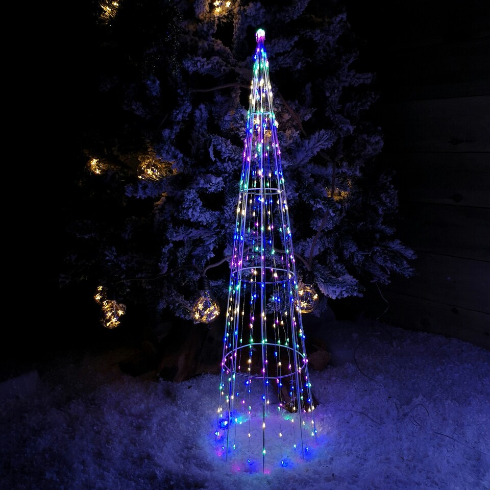 image 1 of Multi Function LED White Tree Cone Trio with 640 Multi Coloured LEDs