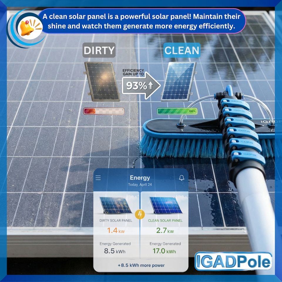 image 1 of IGADPole 10"(25cm) Soft Bristle Water-Fed Brush Only, 30ft(10m) Long Light Hose, ACME and IGAD new Connector compatible (no pole included)