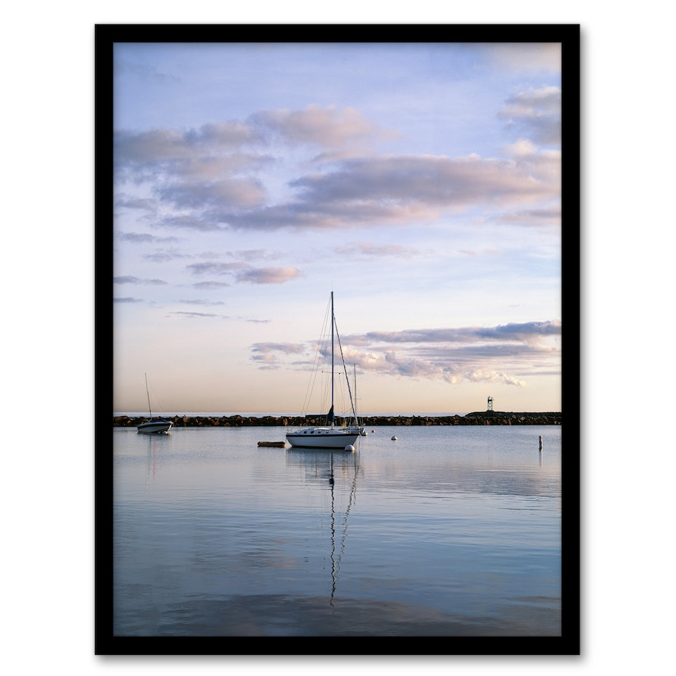 image 1 of Carol M Highsmith Block Island Sailboat Sunset Photo Framed Wall Art Print A3