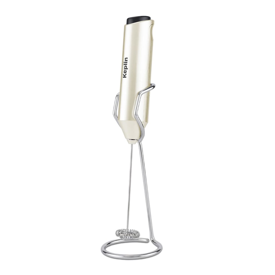 image 1 of Keplin Handheld Milk Frother with Stand Stainless Steel Electric Whisk