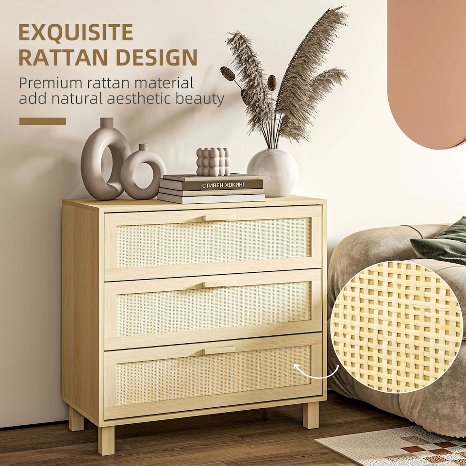 image 1 of HOMCOM 3 Drawer Cabinet Storage Cupboard Sideboard Organiser Living Room