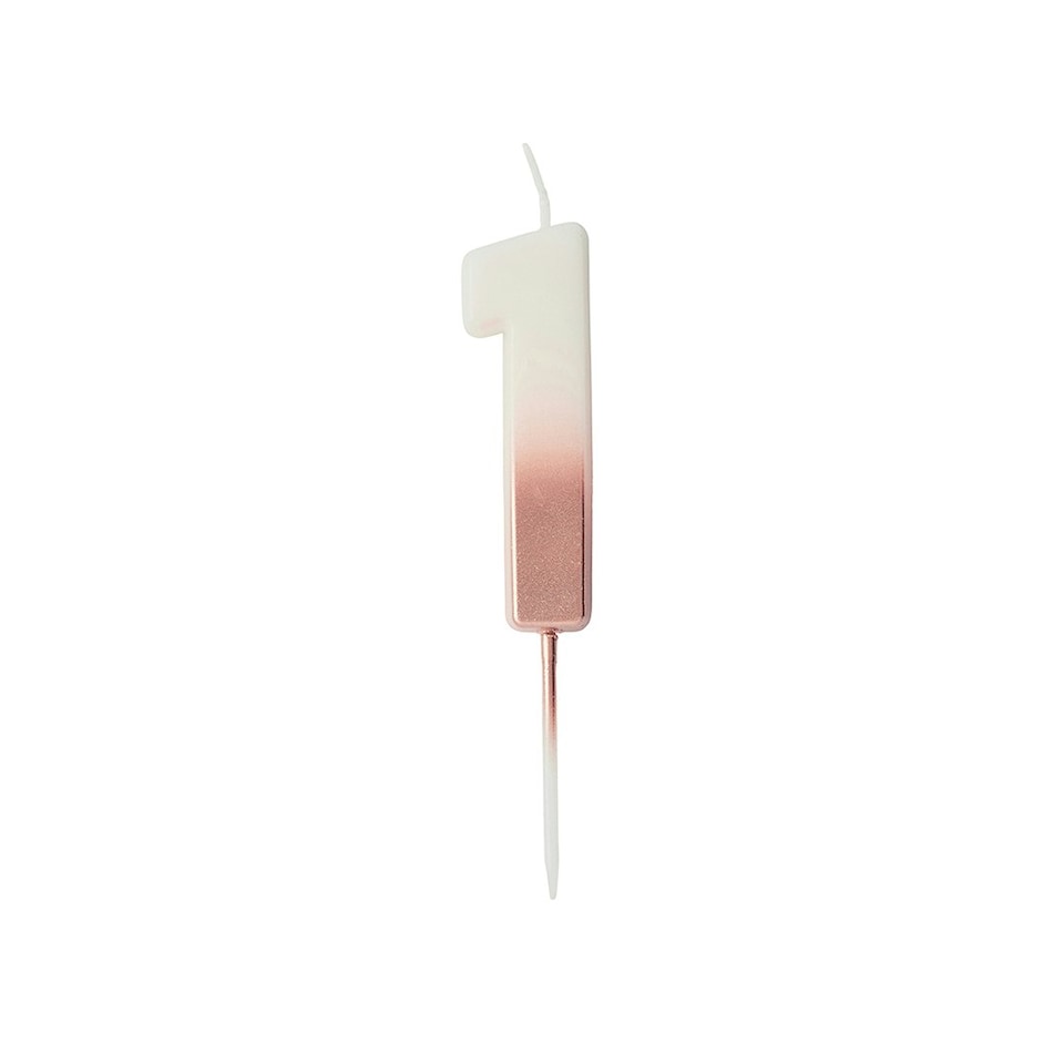 image 1 of Rose Gold Ombre Number '1' Celebration Candle