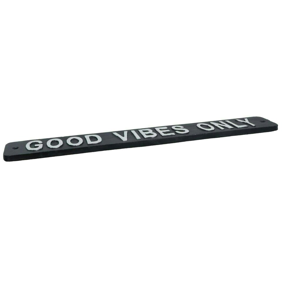 image 1 of Good Vibes Only Cast Iron Sign Plaque Wall Door Fence House Garden Yard Bar