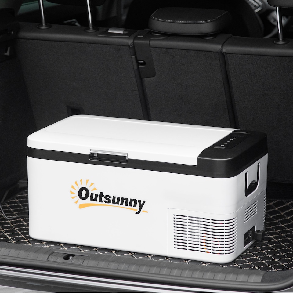 image 1 of Outsunny 12V Portable Car Refrigerator with Inner LED Light Indoor Outdoor, 18L