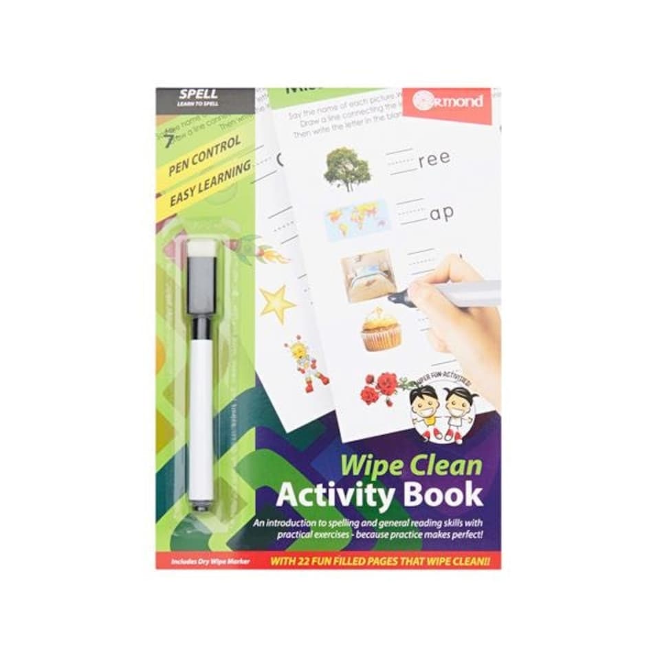 image 1 of A5 22 Pages Wipe Clean Activity Spell Book With Pen by Ormond