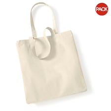 Westford Mill Canvas Classic Shopper Bag - 26 Litres (Pack of 2) - Natural - One Size Cream
