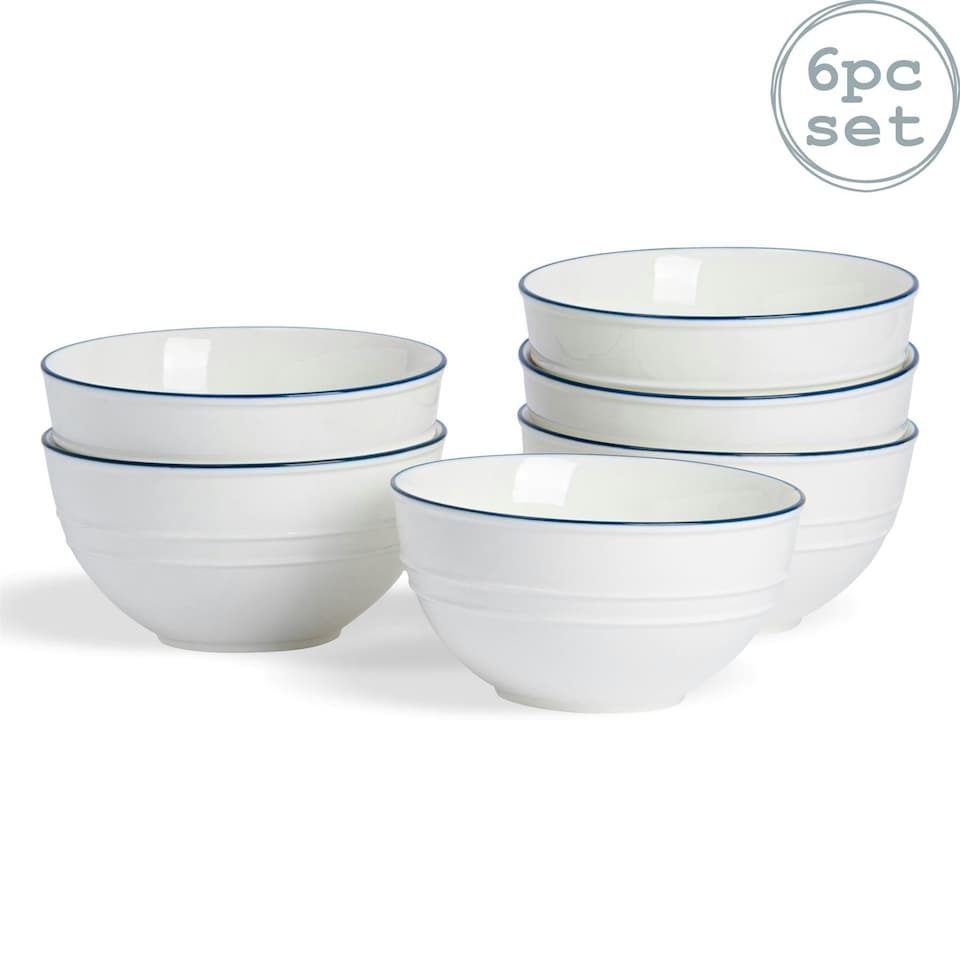 image 1 of Nicola Spring White Farmhouse Cereal Bowls - 15cm - Pack of 6 White
