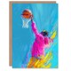 image 1 of Abstract Bright Basketball Hoop Slam Dunk Man Him Birthday Card
