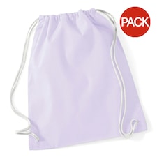 Westford Mill Cotton Gymsac Bag - 12 Litres (Pack of 2) - Lavender/White - One Size | Purple | One Size
