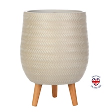 Plaited Style Beige Planter with Legs, Round Indoor Plant Pot Stand for Indoor Plants by Idealist Lite D30 H43 cm, 19L