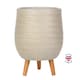 image 1 of Plaited Style Beige Planter with Legs, Round Indoor Plant Pot Stand for Indoor Plants by Idealist Lite D30 H43 cm, 19L