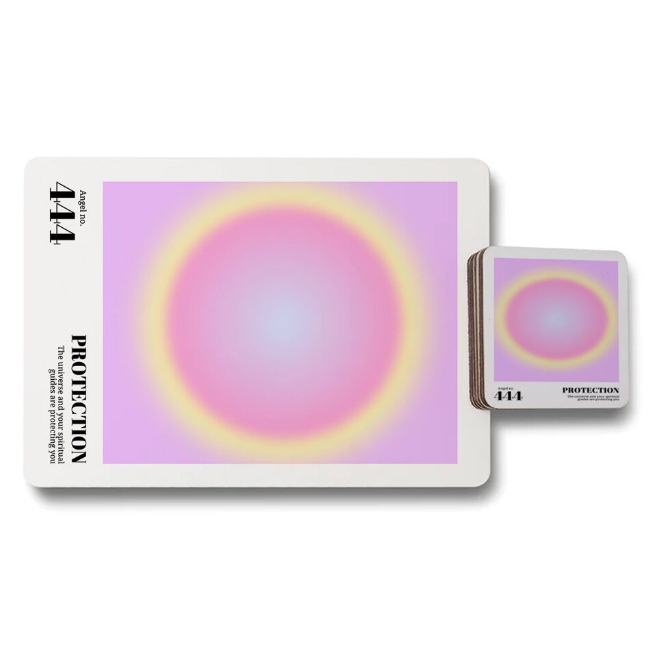 image 1 of Designer Artwork Placemat And Coaster Set Of 12 Pcs With Wood Bottom 11x8