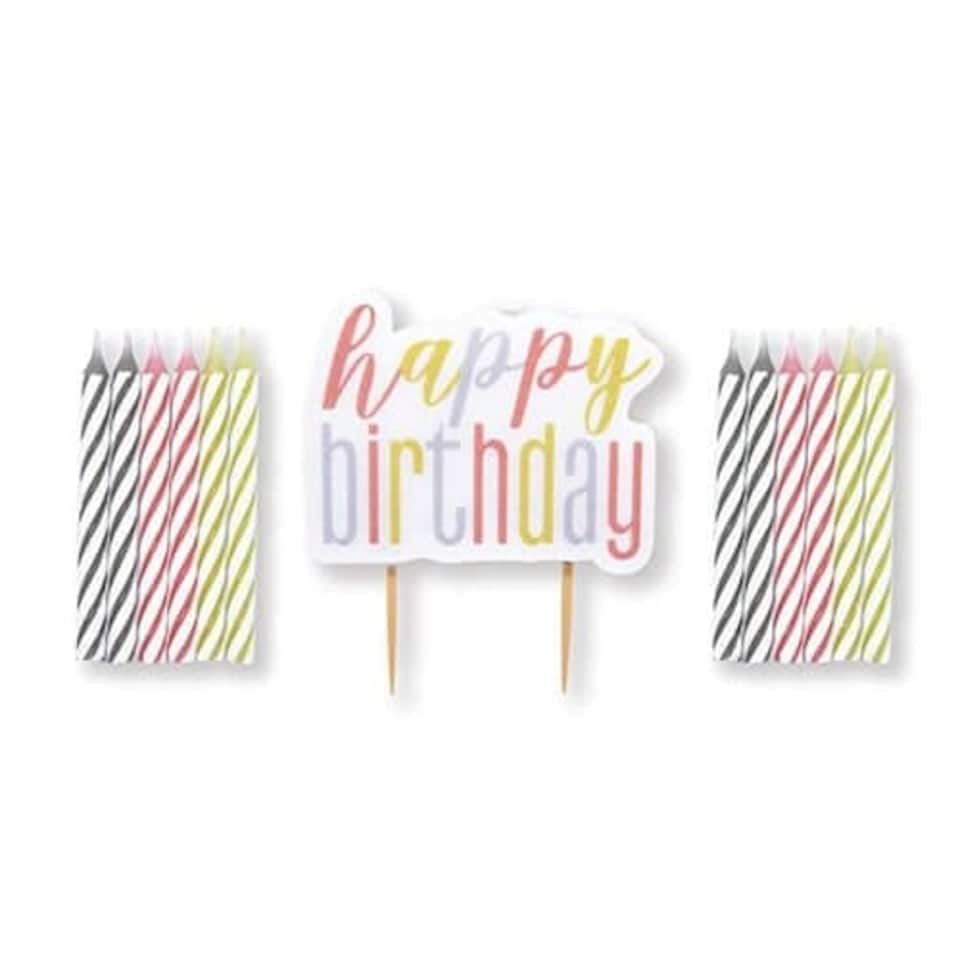 Rose Gold Glitz Happy Birthday Candle Set