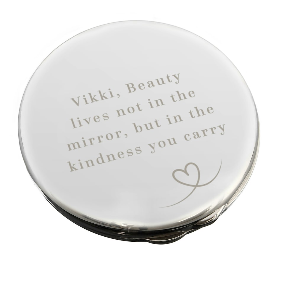 image 1 of Personalised Heart Round Compact Mirror