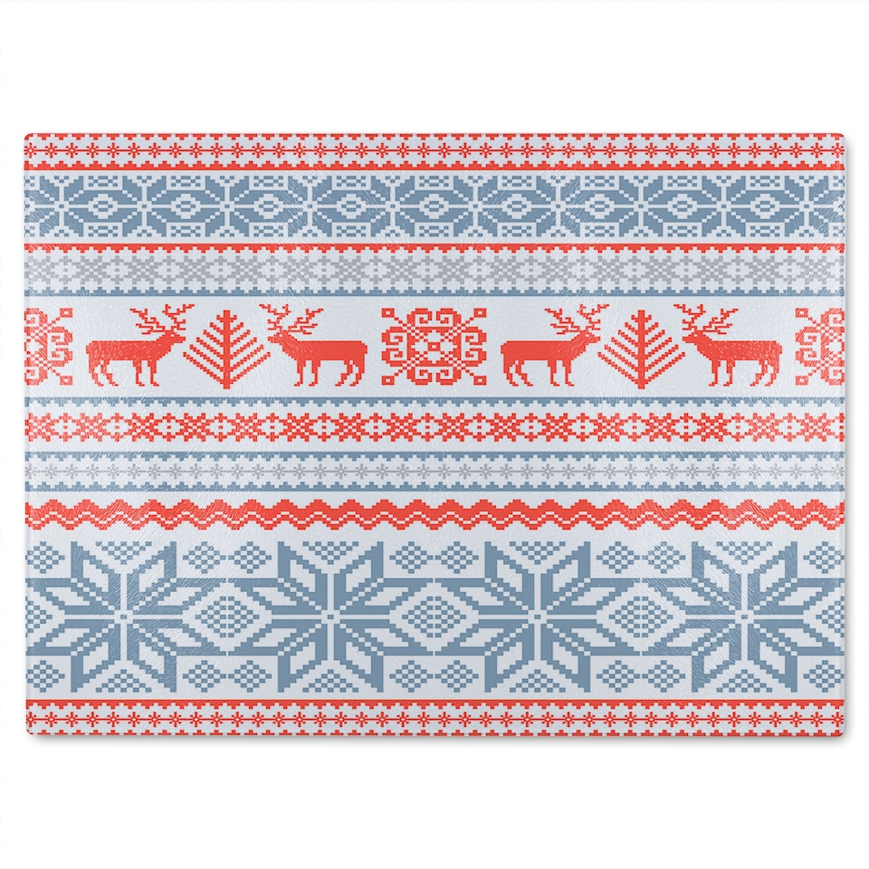 image 1 of Christmas Background With Deer Dining Glass Chopping Board | Multi
