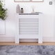 image 2 of Vida Designs Milton Radiator Cover Painted MDF Slatted Cabinet, White, 78cm
