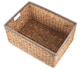 image 3 of Large Water Hyacinth With Grey Rope Border Rectangular Storage Basket | Brown | Brown