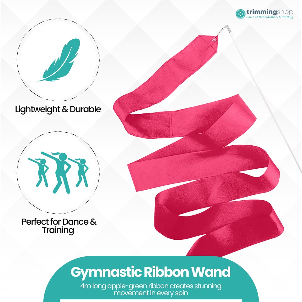 image 1 of 4 Metres Gymnastics Ribbon Wand, Satin Dance Streamer - 1pc