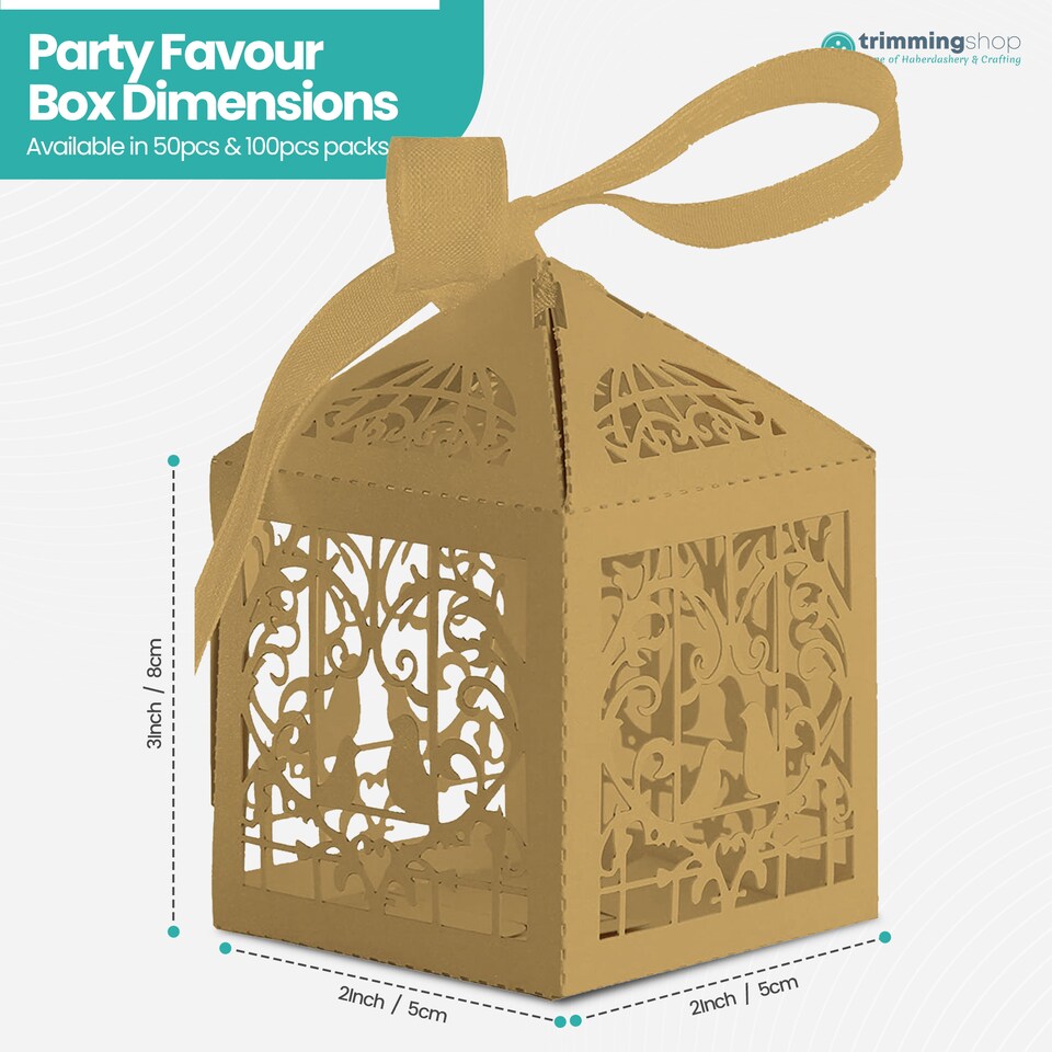 image 1 of Love Birds Wedding Favour Boxes with Organza Ribbon Gift Boxes - 50pcs