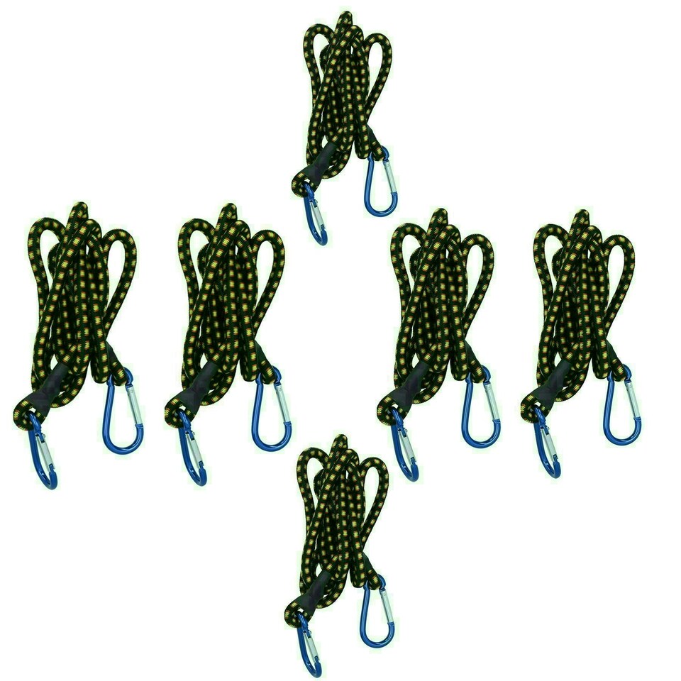 image 1 of 72" Bungee Strap with Aluminium Carabiners Hook Tie Down Fastener Holder 6pc