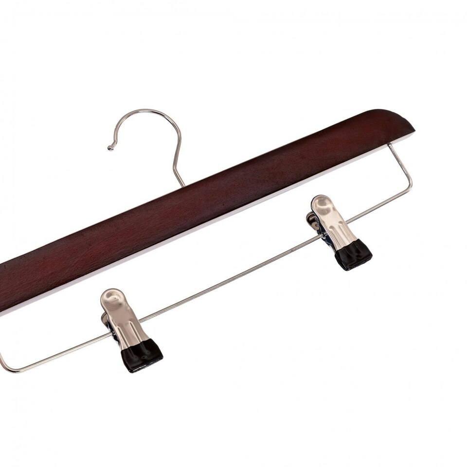 image 1 of Oypla Pack of 10 Brown Wooden Clothes Garment Coat Skirt Trouser Hangers