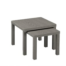 URBNLIVING Square Wooden Nesting Stacking Tables Set Of 2 | Multi | Cedar Grey | 2
