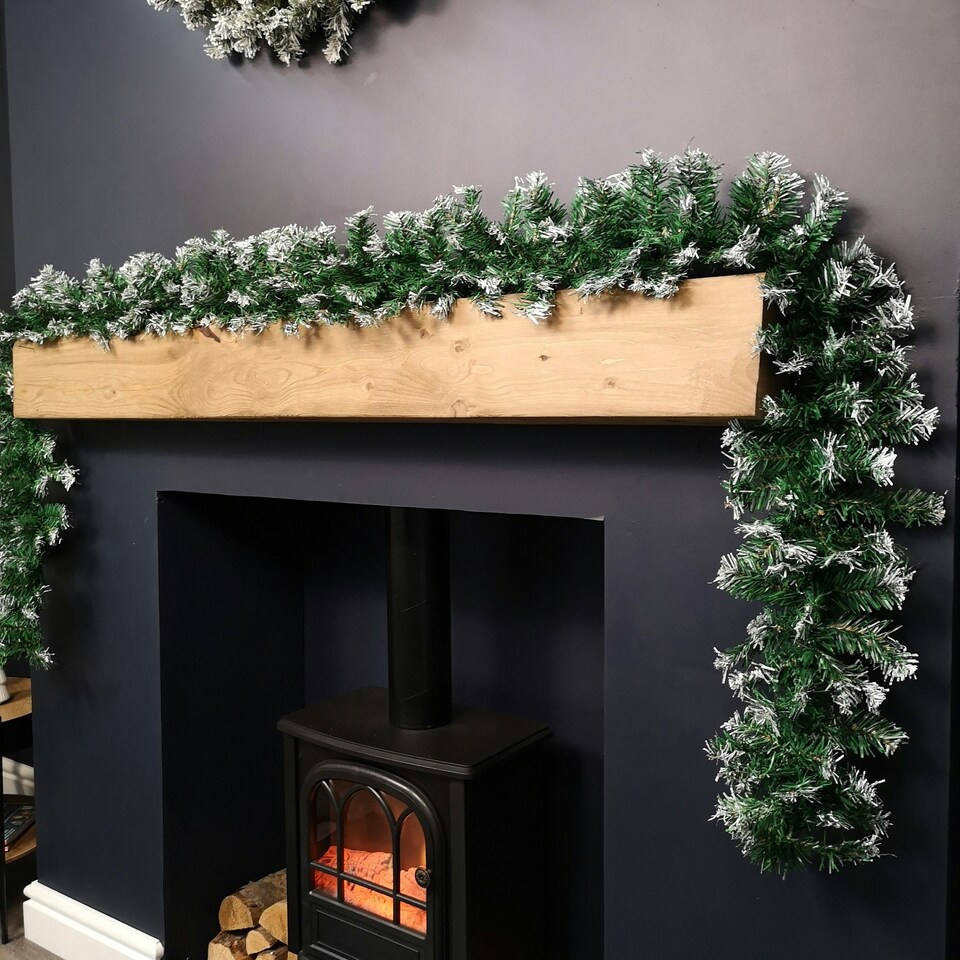 image 1 of 2.7m Snow Tipped Green Christmas Garland with 260 Tips