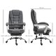 image 7 of Vinsetto Computer Office Chair Home Swivel Task Recliner w/ Footrest, Arm, Grey