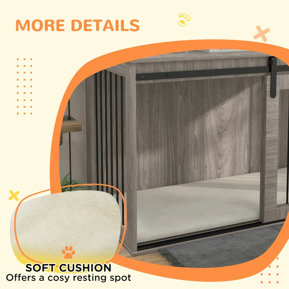 image 1 of PawHut Dog Crate Furniture with Removable Cushion - Walnut Brown