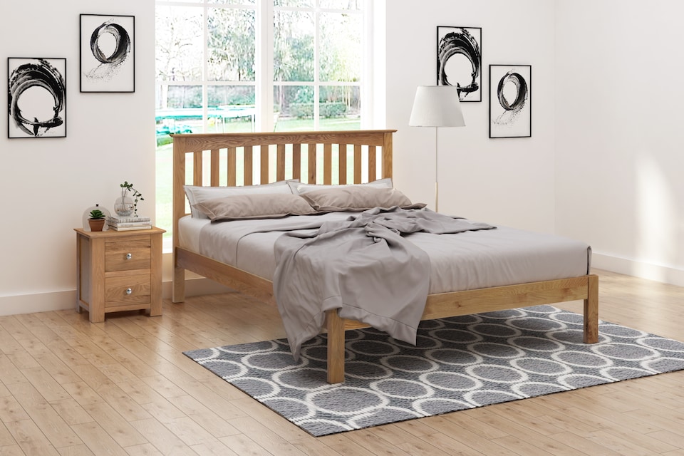 image 1 of 5ft King Size Real oak,Solid,strong,wood bed frame.Low foot end wooden bedstead | Clear