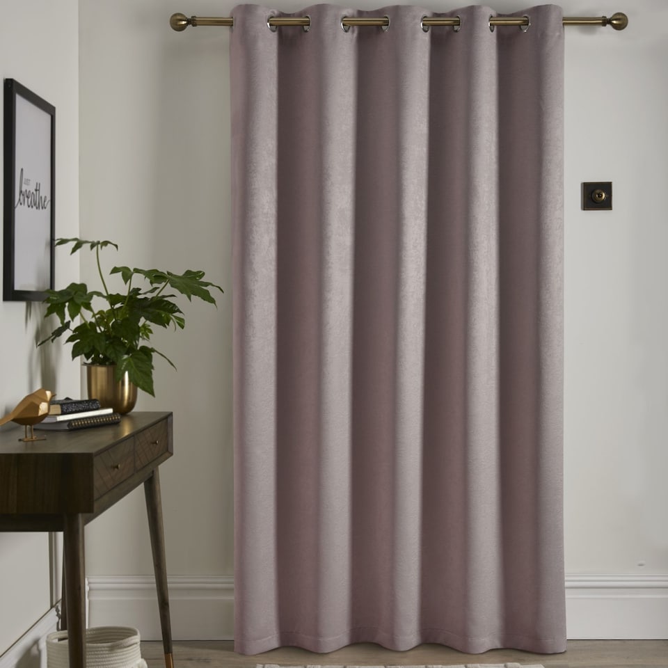 image 1 of Fusion Strata Eyelet Single Panel Door Curtain Blush