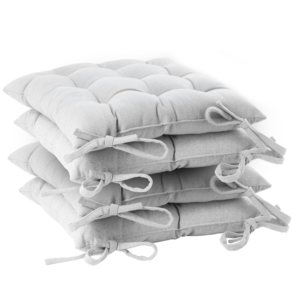 image 1 of Harbour Housewares Square Garden Chair Seat Cushions - Grey - Pack of 4 | Grey | Grey