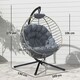 image 7 of Outsunny PE Rattan Hanging Swing Chair w/ Stand & Cup Holder, Grey | Grey | One Size