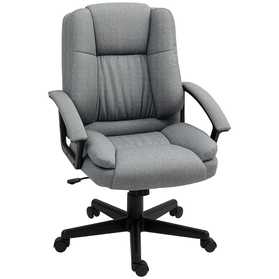 image 1 of HOMCOM Swivel Executive Office Chair Mid Back Chair w/ Arm, Grey