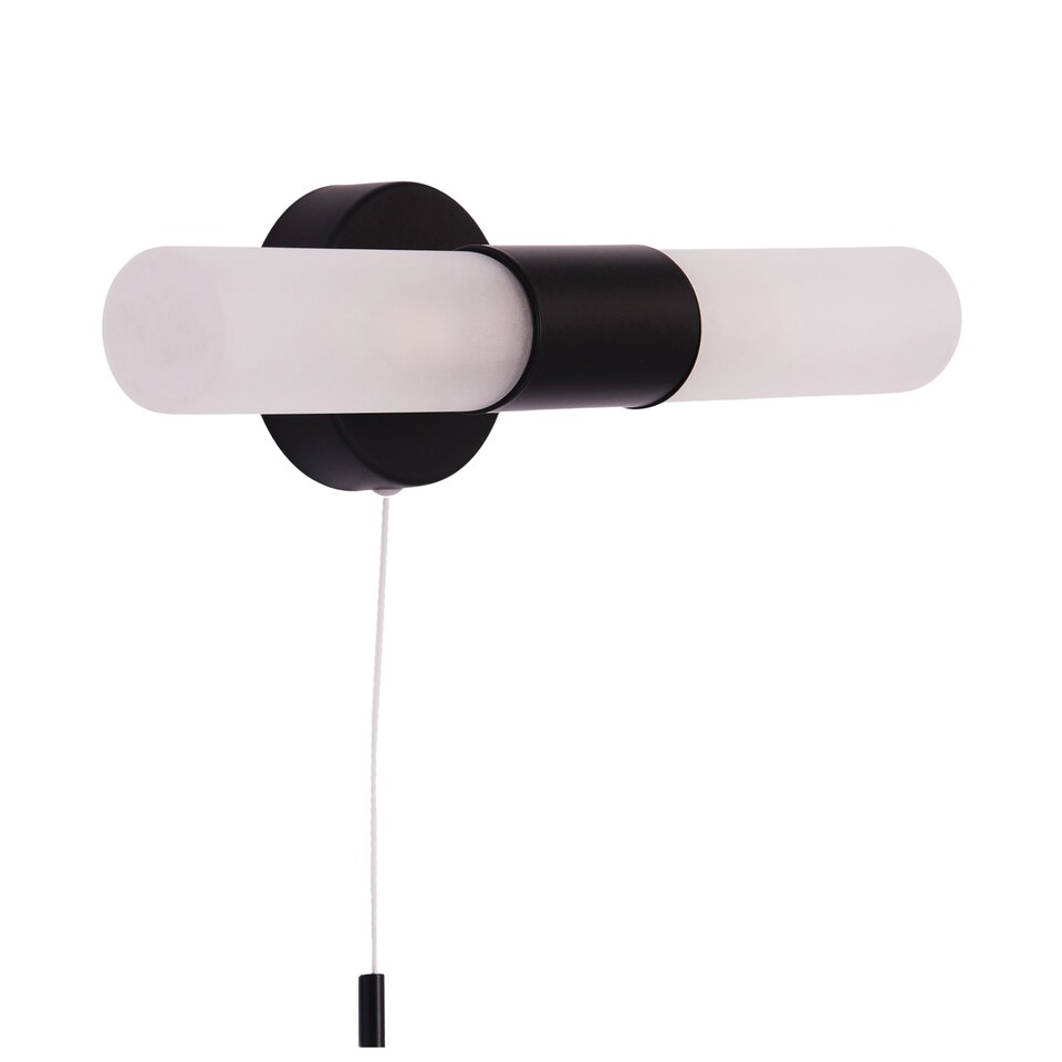 image 1 of Modern Black IP44 Rated Bathroom Wall Light Fitting with Tubular Glass Shades | Black