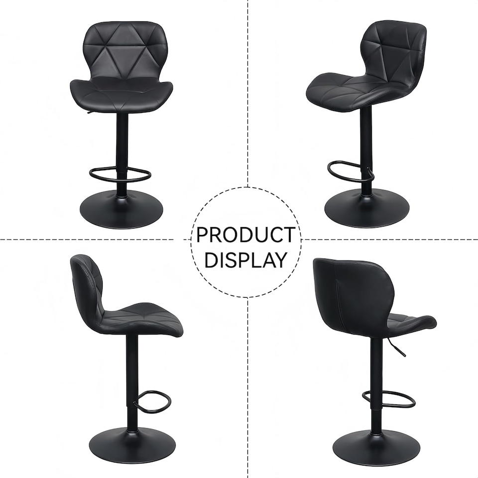 image 1 of Alivio Adjustable Swivel Bar Stool with Backrest & Footrest (Set of 2, Black)