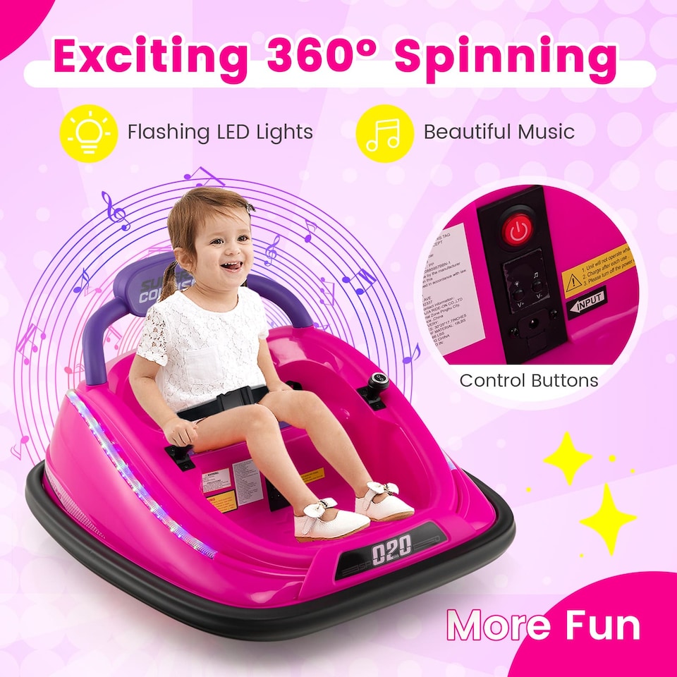 image 1 of COSTWAY Kids Ride-On Bumper Car 12V Electric Car Pink