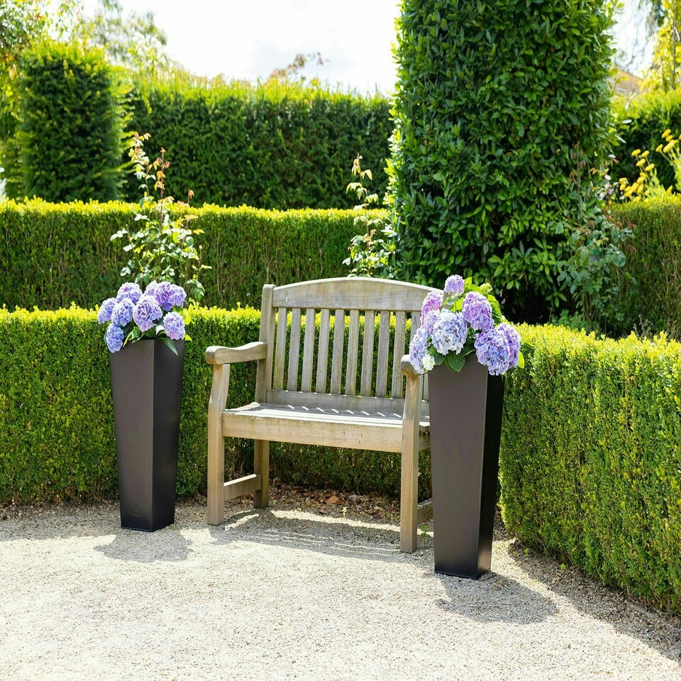 image 1 of Primrose Black Flared Tapered Outdoor Planter Zinc Galvanised Pot 70cm x 34cm