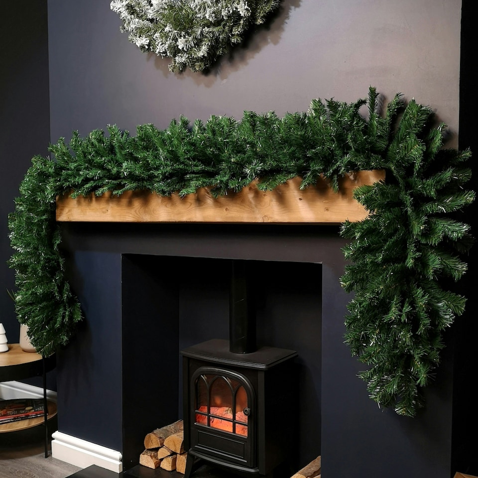 image 1 of 2.7m (9ft) x 38cm Premier Luxury Extra Bushy Plain Green Christmas Garland