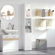 image 2 of kleankin Bathroom Floor Storage Cabinet with Mirror and Shelves Tallboy Unit
