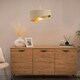 image 1 of ValueLights Trekan Fabric Textured Cream Drum Ceiling Pendant Shade and LED Bulb