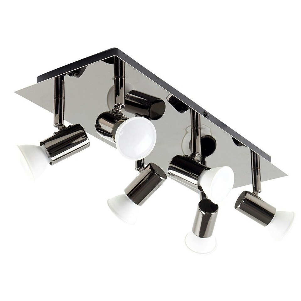 image 1 of ValueLights Modern Black Chrome 6 Way Adjustable GU10 Ceiling Spotlight