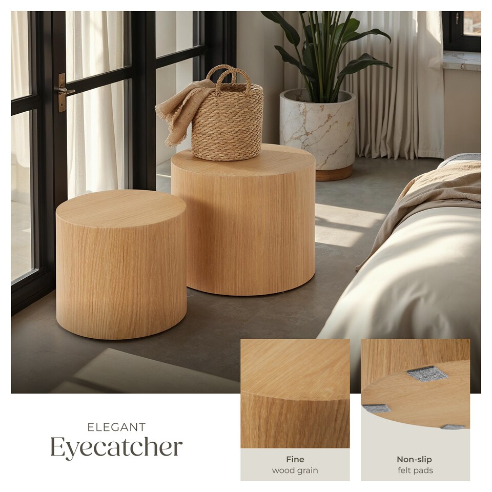 image 1 of Coffee Tables Danny - 2 piece set, round, oak effect